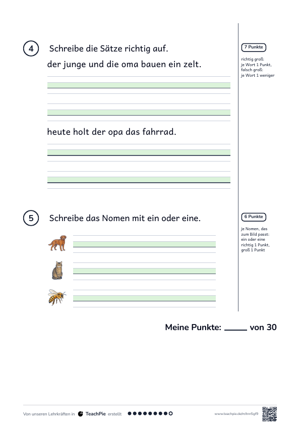 Nomen: Test mit Lösung, Seite 2 von 2, Basis, Schülerblatt