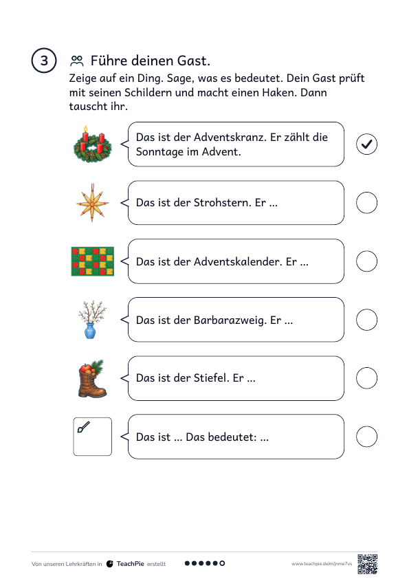 Weihnachtsbräuche: Anwendung Adventsfenster, Seite 2 von 3, Basis, Schülerblatt