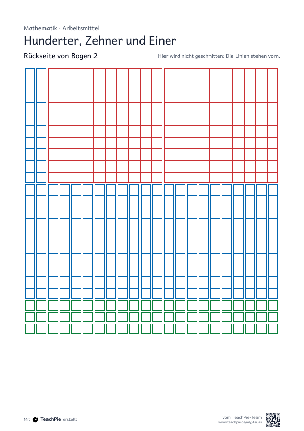 Stellenwerttafel mit Zehnersystemmaterial, Seite 6 von 6, Basis, Schülerblatt