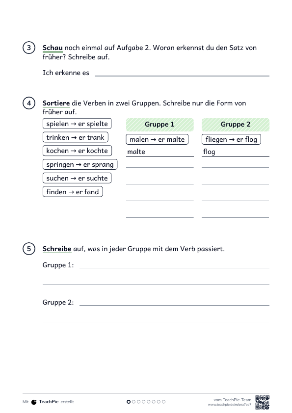 Präsens und Präteritum: Einführung, Seite 2 von 2, Basis, Schülerblatt