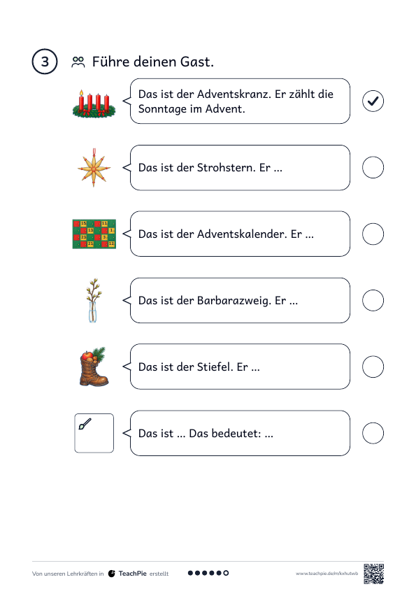 Weihnachtsbräuche: Anwendung Adventsfenster, Seite 2 von 3, Basis, Schülerblatt