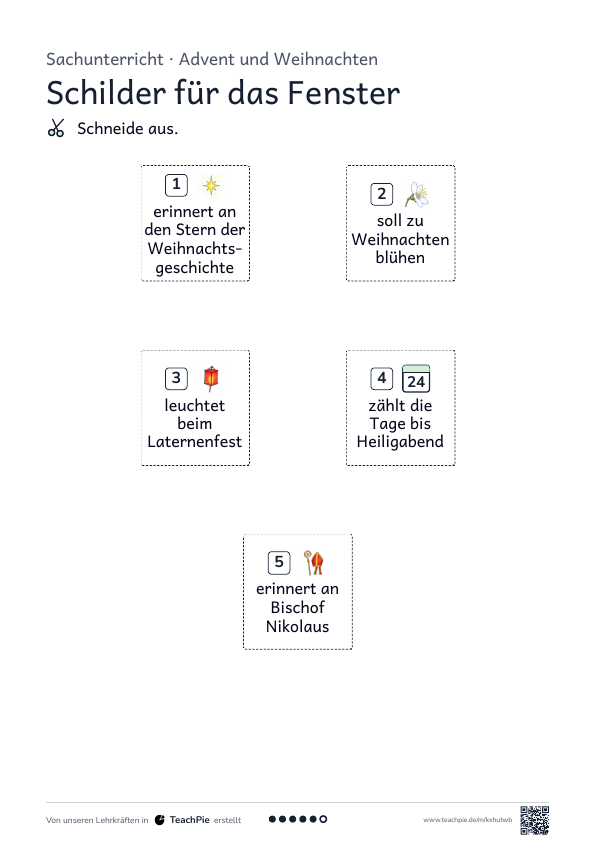 Weihnachtsbräuche: Anwendung Adventsfenster, Seite 3 von 3, Basis, Schülerblatt