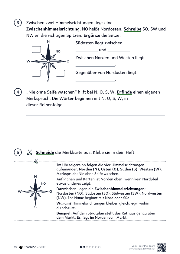 Windrose: Merkblatt und Übungen, Seite 2 von 2, Basis, Schülerblatt