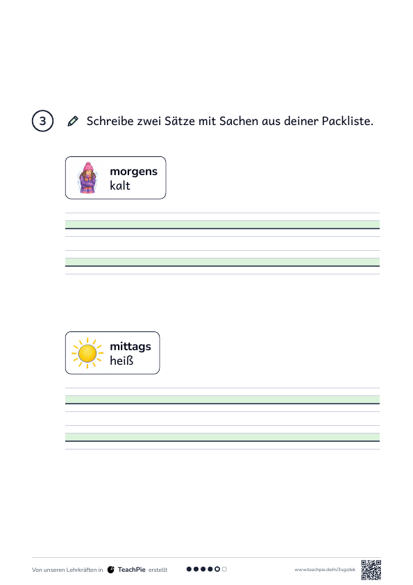 ck und tz: Anwendung Packliste, Seite 2 von 2, Basis, Schülerblatt