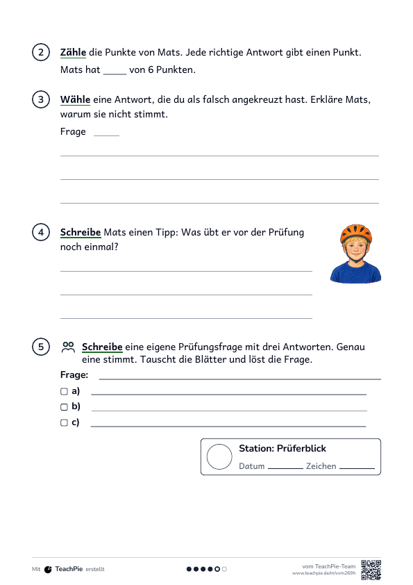 Fahrradprüfung: Fehler finden im Fragebogen, Seite 2 von 2, Basis, Schülerblatt
