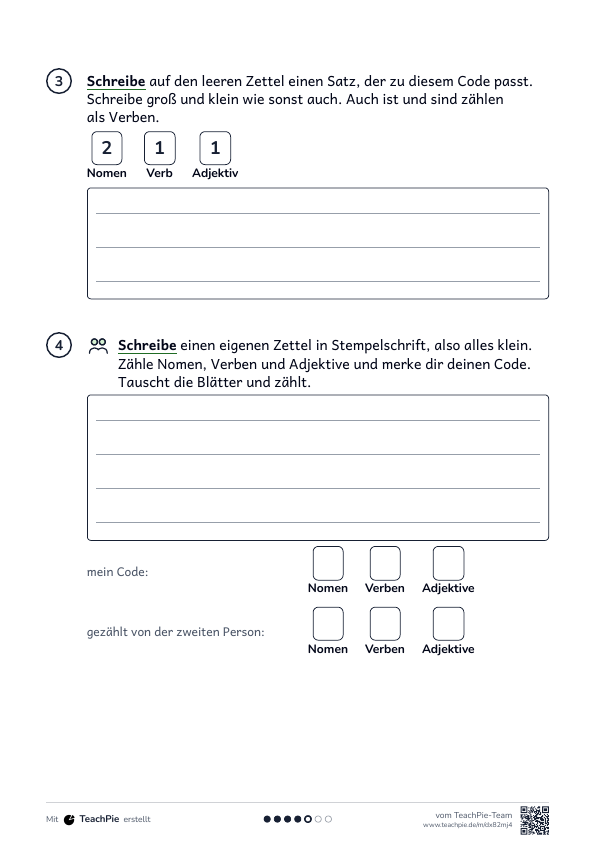 Wortarten: Rätsel Zahlenschloss, Seite 2 von 2, Basis, Schülerblatt