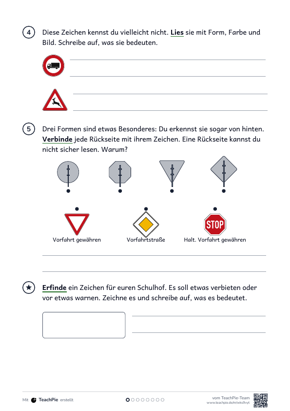 Verkehrszeichen: Einführung Form und Farbe, Seite 2 von 2, Basis, Schülerblatt
