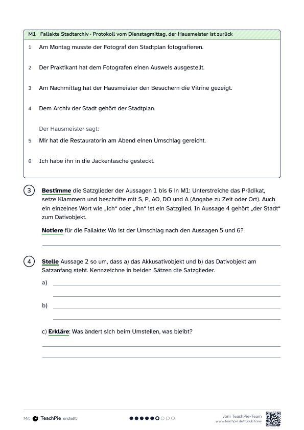 Satzglieder bestimmen: Gemischte Übungen, Seite 2 von 2, Basis, Schülerblatt