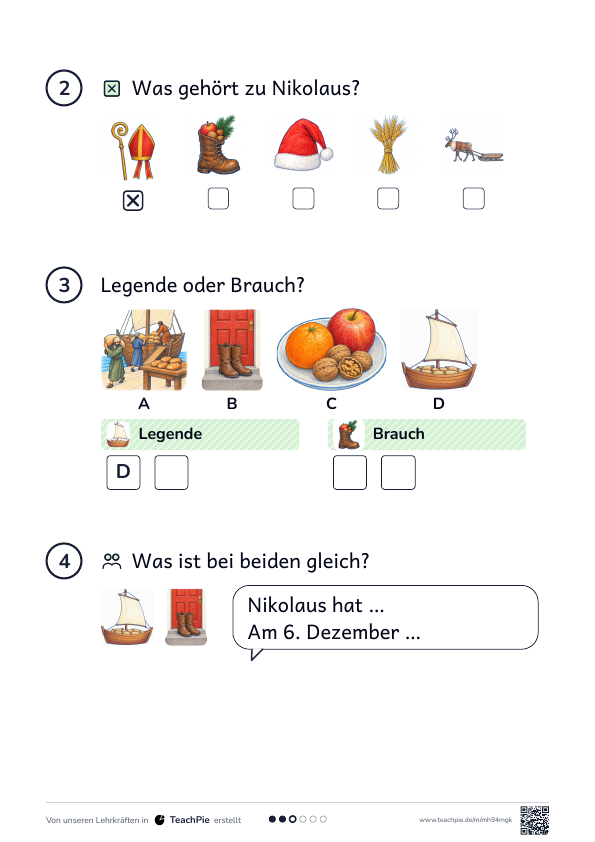 Nikolaus Legende: Bildgeschichte Kornschiff, Seite 2 von 2, Basis, Schülerblatt