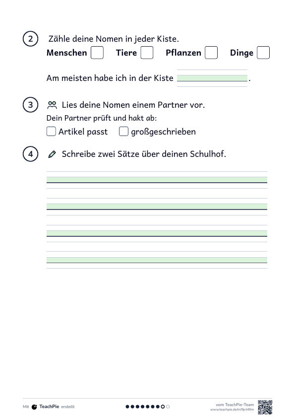 Namenwörter: Anwendung Nomenjagd Schulhof, Seite 2 von 2, Basis, Schülerblatt