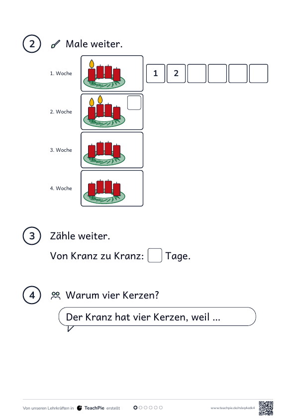 Adventskranz: Einführung vier Sonntage, Seite 2 von 2, Basis, Schülerblatt