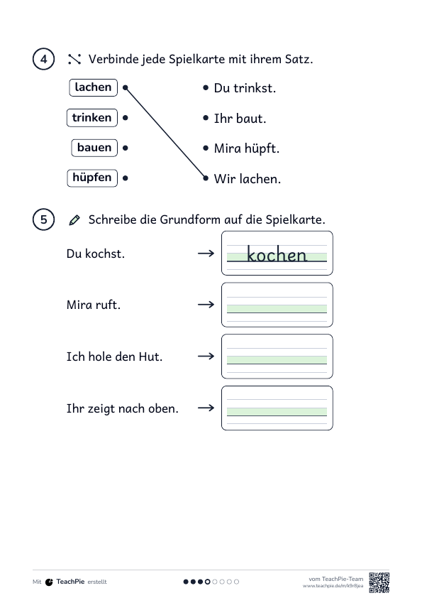 Grundform und Personalform: Einführung, Seite 2 von 2, Basis, Schülerblatt