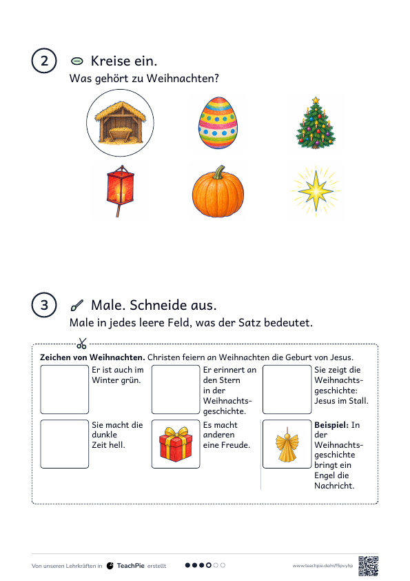 Weihnachtssymbole: Merkblatt zur Bedeutung, Seite 2 von 2, Basis, Schülerblatt