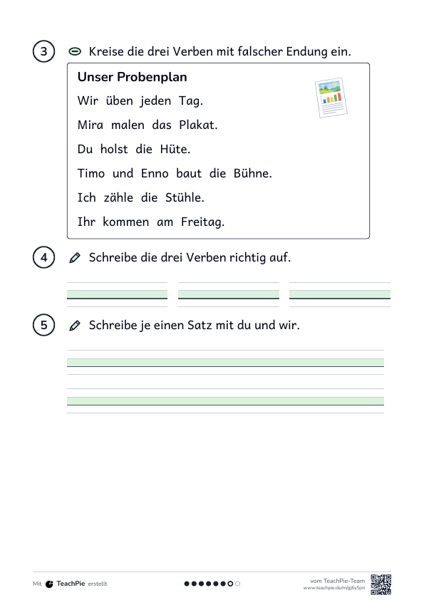Verben konjugieren: Gemischte Übungen, Seite 2 von 2, Basis, Schülerblatt