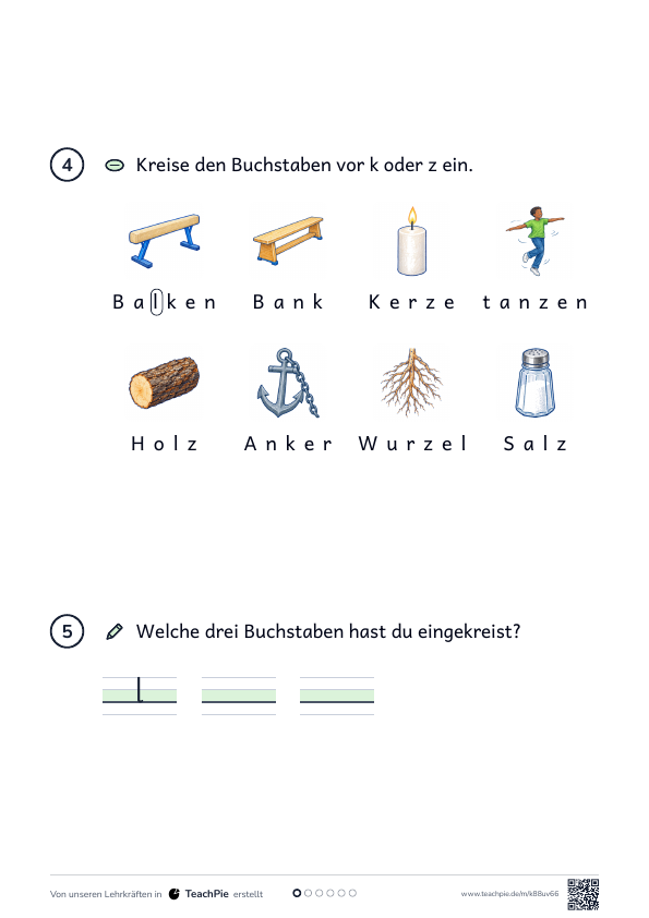 ck und tz: Einführung kurzer Vokal, Seite 2 von 2, Basis, Schülerblatt