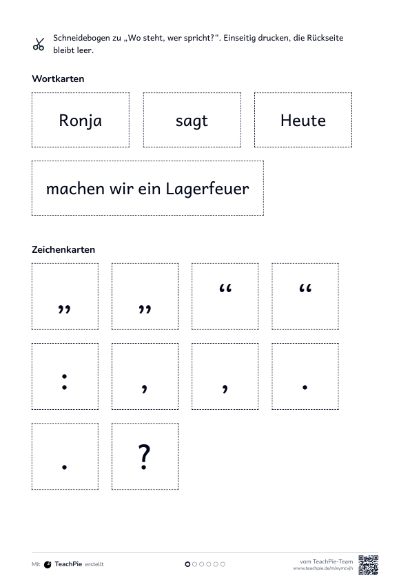 Wörtliche Rede Begleitsatz: Einführung, Seite 3 von 3, Basis, Schülerblatt