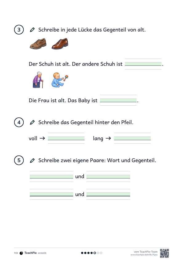Gegenteile: Einführung mit Bildern, Seite 2 von 2, Basis, Schülerblatt